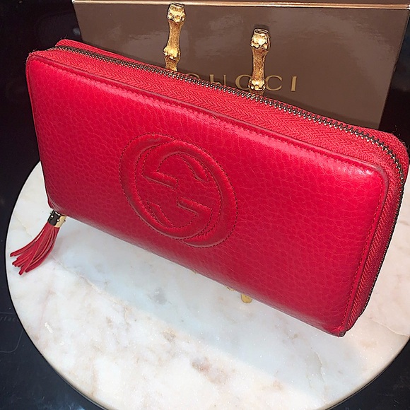 GUCCI SOHO TABASCO RED  ZIPPY WALLET LONG GG - Picture 3 of 15